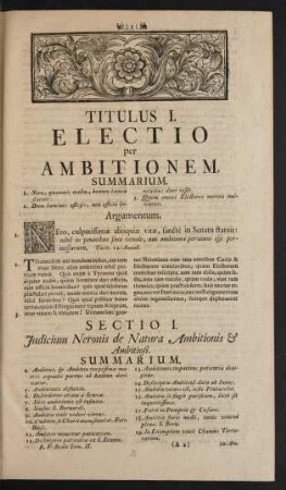 Titulus I. Electio per Ambitionem