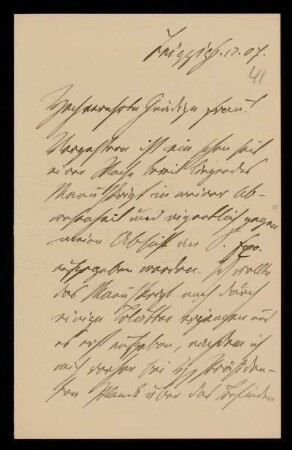 41: Brief von Emil Strohal an Gottlieb Planck, Leipzig, 6.12.1907