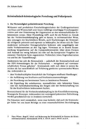 13-26, Kriminalistisch-kriminologische Forschung und Polizeipraxis