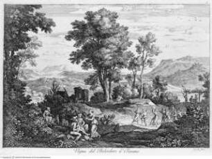 J.A. Koch, Malerische Ansichten aus Rom und seiner Umgebung, o.O.u.J (Titel fingiert), 20 Bl., "Vigna del Belvedere d"Olevano"; (Taf. 3)