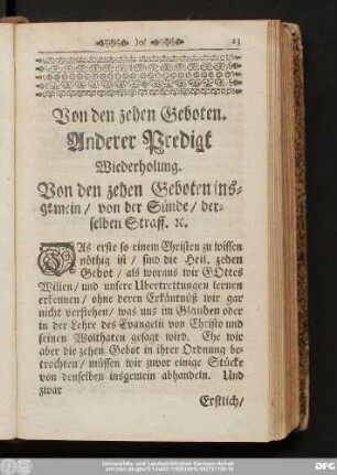 Von den zehen Geboten. Anderer Predigt.