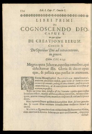 Caput V. in quo agitur De Creatione Rerum.