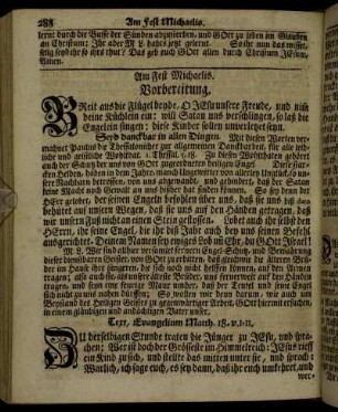 Am Fest Michaelis. - Am XVIII. Sonntage nach Trinitatis.