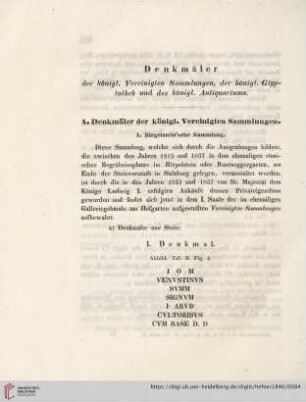 Denkmäler der königl. Vereinigten Sammlungen, der königl. Glyptothek und des königl. Antiquariums