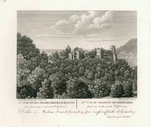 3te Ansicht des Heidelberger Schlosses von dem weege nach dem Wolfsbrunn[en] - 3me vue du château de Heidelberg sur le chemin du Wolfsbrunn