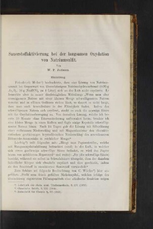Sauerstoffaktivierung bei der langsamen Oxydation von Natriumsulfit.