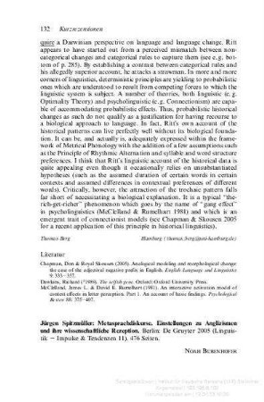 Jürgen Spitzmüller: Metasprachdiskurse : Einstellungen zu Anglizismen und ihre wissenschaftliche Rezeption, Berlin, New York, de Gruyter, 2005, 476 S.