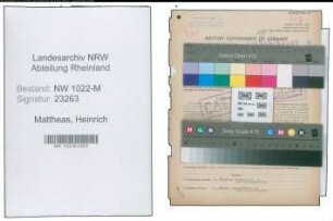 Entnazifizierung Heinrich Mattheas , geb. 14.04.1890 (Metzger)