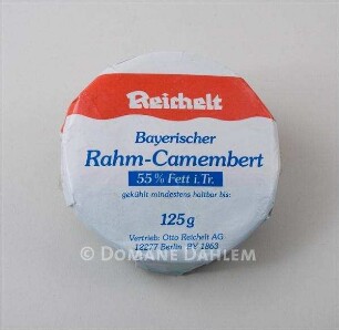 Warenmuster: "Bayerischer Rahm-Camembert" der Firma "Reichelt"