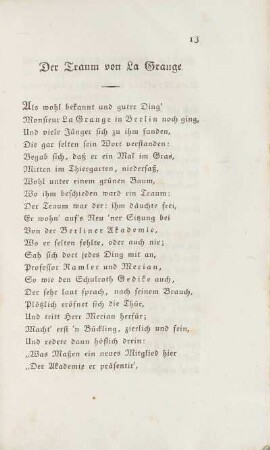 Der Traum von La Grange.