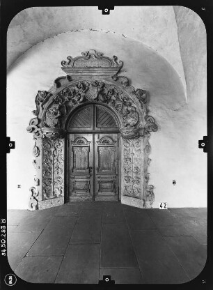 Gotha. Schloss Friedenstein, Nordflügel, Portal der Schlosskirche