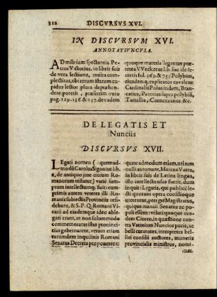 De Legatis Et Nunciis. Discursus XVII.