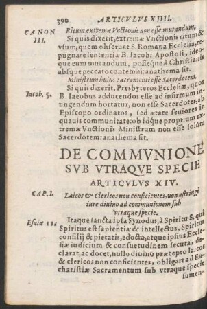 De Communione Sub Utraque Specie Articulus XIV.