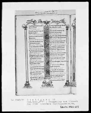 Evangeliar aus Alspach (Elsass) — Capitulare-Seite, Folio 115verso