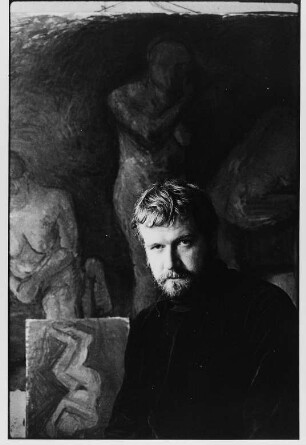 Der Maler Lothar Böhme in seinem Atelier