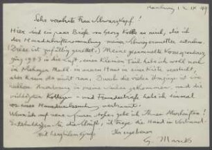 Brief von Gerhard Marcks und Georg Kolbe an Margrit Schwartzkopff