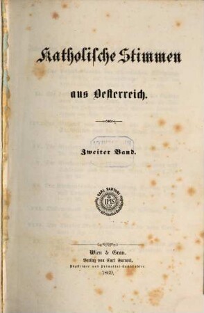 Katholische Stimmen aus Österreich, 2,1