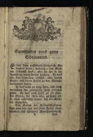 I. Eigenschaften eines guten Schulmeisters
