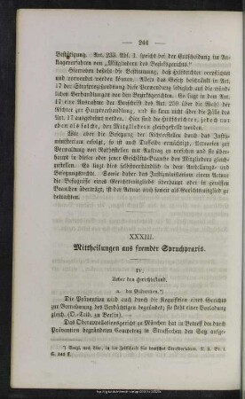 XXXIII. Mittheilungen aus fremder Spruchpraxis