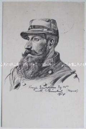 Kriegs-Erinnerungs-Karte mit dem Portrait eines Korporals des französischen Landsturmregimentes Nr.45
