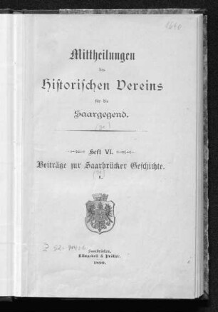 Beiträge zur Saarbrücker Geschichte