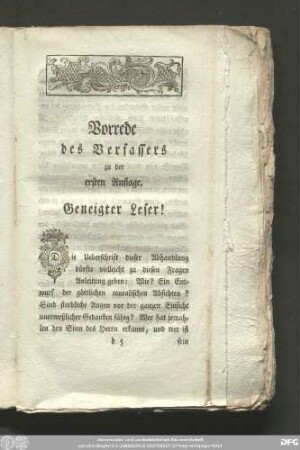 Vorrede des Verfasser zu der ersten Auflage. Geneigter Leser!