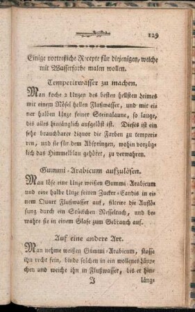 Einige vortrefliche Recepte für diejenigen, welche mit Wasserfarbe malen wollen.