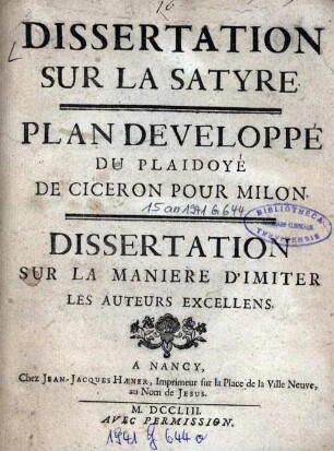 Dissertation Sur La Satyre