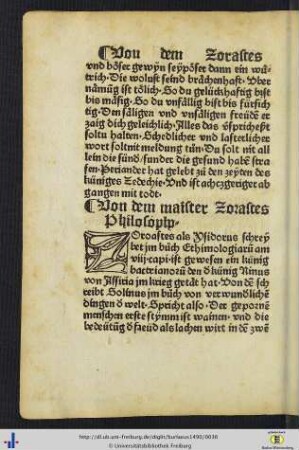 Von dem maister Zorastes Philosopho