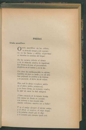 Poesías : Otoño amarillece [y] Junto a los álamos