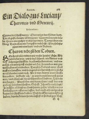 Ein Dialogus Luciani/ Charontis und Mercurii.