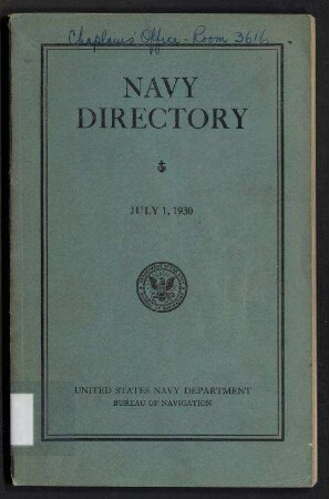 Navy Directory - Officers of the United States Navy and Marine Corps, July 1, 1930.