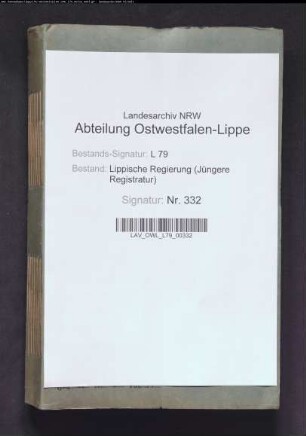Verwaltungsamt Schötmar - Allgemeines, Band 1