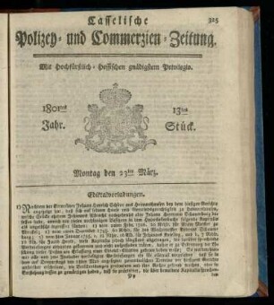 13tes Stueck, Montag den 23ten Maerz 1801