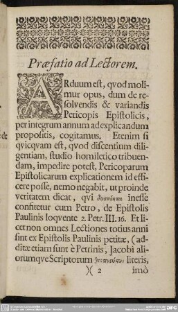 Praefatio ad Lectorem