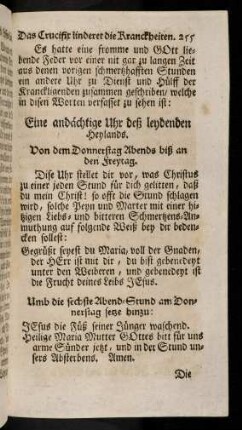 255-261, Eine andaechtige Uhr deß leydenden Heylands. ...
