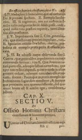 [...] Sectio V. De Officio Hominis Christiani circa famam & honorem proximi.