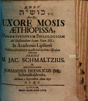 Kûšît sive De uxore Mosis Aethiopissa, dissertationem philologicam : ad illustrandum locum Num. XII. 1.