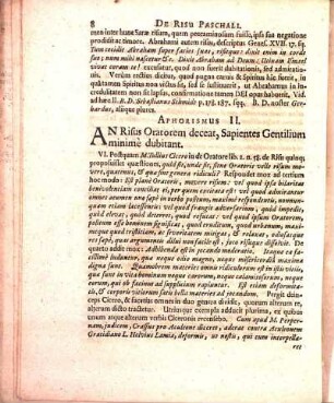Aphorismus II. An Risus Oratorem deceat, Sapientes Gentilium minimè dubitant.