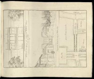 Abbildung 108. Facade des Durchgangs der verlängerten Wilhelms-Strasse unter den Linden. / Perspectivische Ansicht der verlängerten Wilhelms-Strasse.