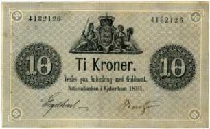 Geldschein, 10 Kroner, 1884