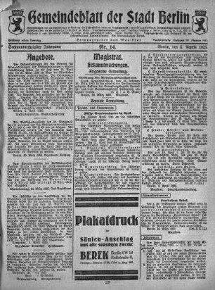 1925,14: Nr. 14, 5. April 1925