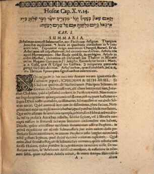 ... Schod Schalman Beth Arbel, Sive Commentarius super Vaticinium Hoseæ cap. X,14.