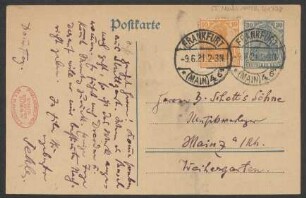 Brief an B. Schott's Söhne : 09.06.1921