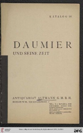 Nr. 16: Katalog / Antiquariat Altmann G.m.b.H., Berlin: Daumier und seine Zeit
