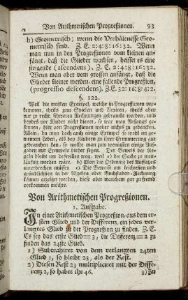 Von Arithmetischen Progreßionen.