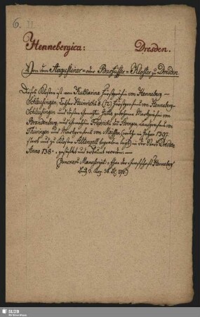 6. Von dem Augustiner- oder Barfüsser-Kloster zu Dresden