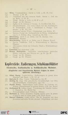 Kupferstiche, Radierungen, Schabkunstblätter (Nr. 759 - 1373)