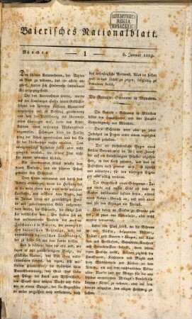 Baierisches National-Blatt : eine umfassende Wochenschrift, 1819 = Jg. 2