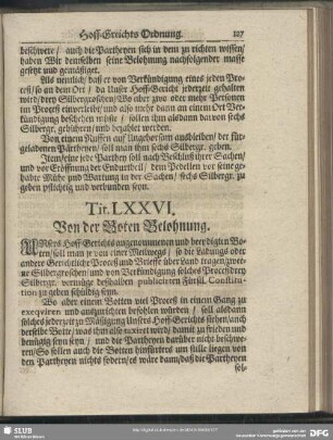 Tit. LXXVI. Von der Boten Belohnung